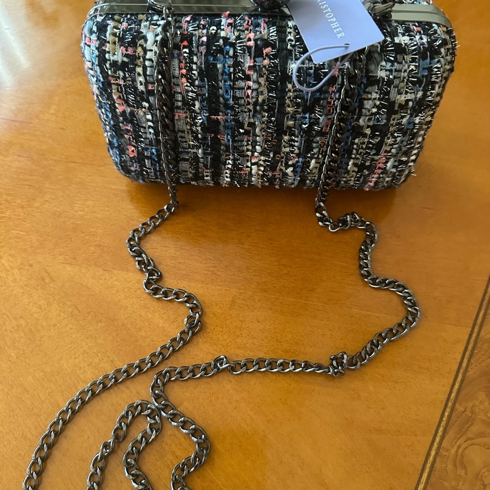 Women’s Tweed Chain Crossbody Bag in Black Multi -